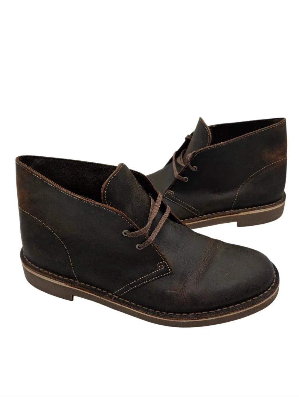 Clarks‎ Bushacre 2 Mens Beeswax Brown Leather Chukka Boots Size 10 M